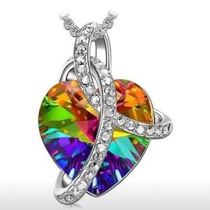 Goldtone Aurora Borealis Crystal Tennis Necklace with Swarovski Crystals by callura
